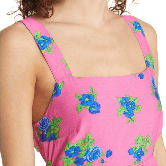 Moon River Dresses Moon River Pink Floral Tiered Square Neck — free download